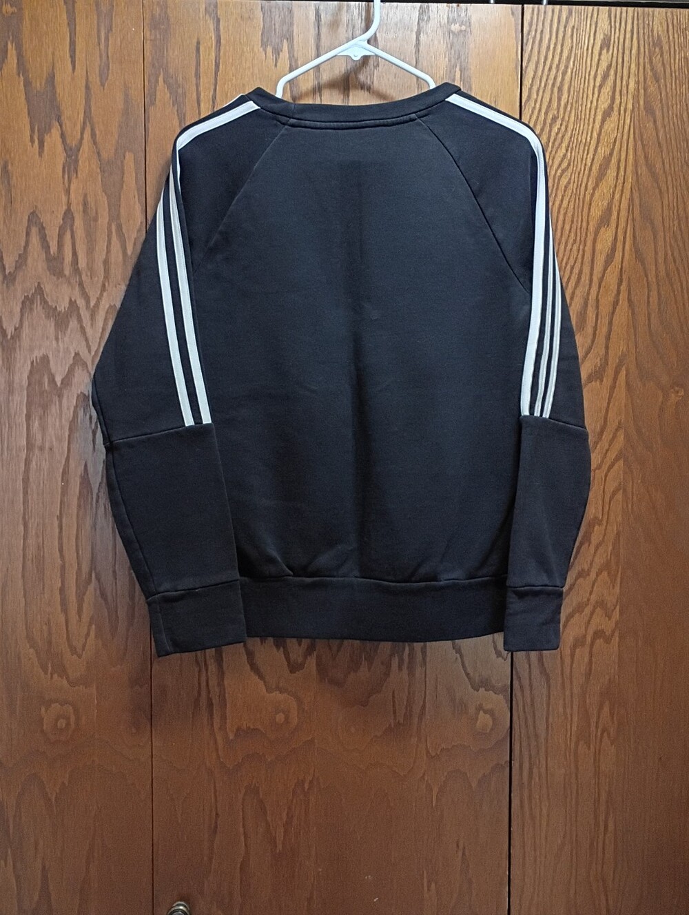 adidas Black Crewneck Sweatshirt with White Shoulder Stripes - Picture 2 of 6